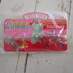 Y2K Gummy Bear Charm Bracelet Silver Tone